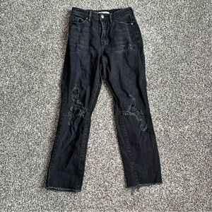 PacSun high rise mom jeans black wash distressed